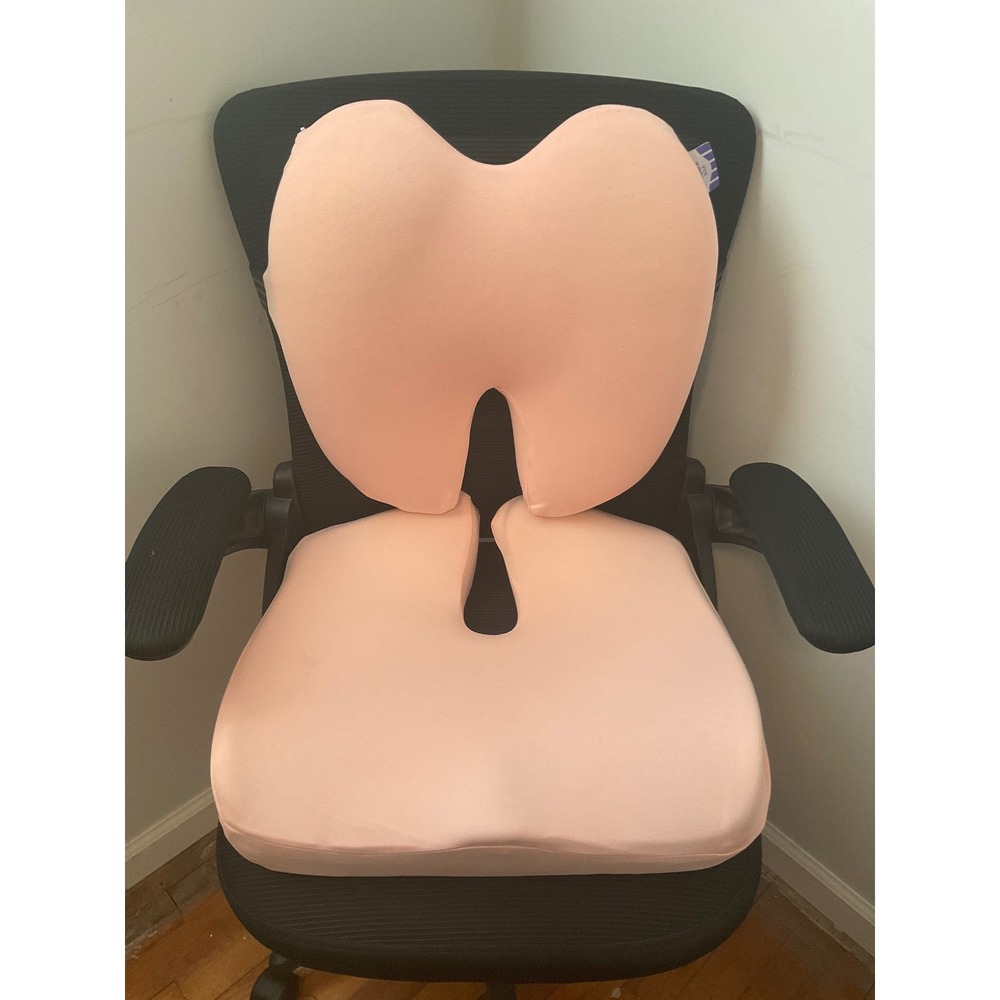 Cushion Lab Lumbar Pillow & Seat Cushion Set Pink Ergonomic Office Chair Support